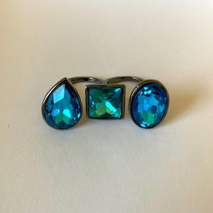 💎💎💎 Gorgeous Blue Crystal Double Ring 💙💙💙